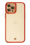 Mey İthalat®  iPhone 12 Pro Kılıf Liva Lens Silikon - Kırmızı