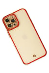 Mey İthalat®  iPhone 12 Pro Kılıf Liva Lens Silikon - Kırmızı