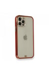 Mey İthalat®  iPhone 12 Pro Kılıf Liva Taşlı Silikon - Kırmızı