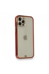Mey İthalat®  iPhone 12 Pro Kılıf Liva Taşlı Silikon - Kırmızı