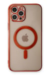 Mey İthalat®  iPhone 12 Pro Kılıf Magneticsafe Lazer Silikon - Kırmızı