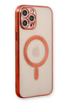 Mey İthalat®  iPhone 12 Pro Kılıf Magneticsafe Lazer Silikon - Kırmızı