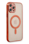 Mey İthalat®  iPhone 12 Pro Kılıf Magneticsafe Lazer Silikon - Kırmızı