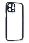 Mey İthalat®  iPhone 12 Pro Kılıf Miami Şeffaf Silikon - Lacivert