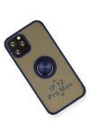 Mey İthalat®  iPhone 12 Pro Kılıf Montreal Yüzüklü Silikon Kapak - Lacivert