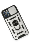 Mey İthalat®  iPhone 12 Pro Kılıf Pars Lens Yüzüklü Silikon - Gümüş