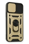 Mey İthalat®  iPhone 12 Pro Kılıf Pars Lens Yüzüklü Silikon - Gold