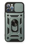 Mey İthalat®  iPhone 12 Pro Kılıf Pars Lens Yüzüklü Silikon - Yeşil