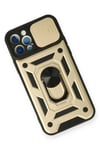 Mey İthalat®  iPhone 12 Pro Kılıf Pars Lens Yüzüklü Silikon - Gold