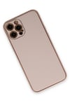 Mey İthalat®  iPhone 12 Pro Max Kılıf Coco Deri Silikon Kapak - Pudra