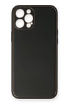 Mey İthalat®  iPhone 12 Pro Max Kılıf Coco Deri Silikon Kapak - Siyah