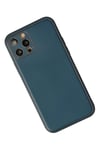 Mey İthalat®  iPhone 12 Pro Max Kılıf Coco Deri Silikon Kapak - Mavi
