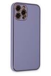 Mey İthalat®  iPhone 12 Pro Max Kılıf Coco Deri Silikon Kapak - Açık Lila