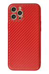 Mey İthalat®  iPhone 12 Pro Max Kılıf Coco Karbon Silikon - Kırmızı