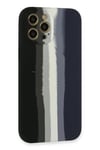 Mey İthalat®  iPhone 12 Pro Max Kılıf Ebruli Lansman Silikon - Siyah-Lacivert
