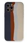 Mey İthalat®  iPhone 12 Pro Max Kılıf Ebruli Lansman Silikon - Lacivert-Krem