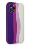 Mey İthalat®  iPhone 12 Pro Max Kılıf Ebruli Lansman Silikon - Mor-Beyaz