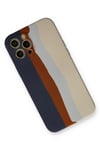 Mey İthalat®  iPhone 12 Pro Max Kılıf Ebruli Lansman Silikon - Lacivert-Krem