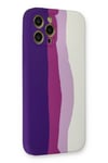 Mey İthalat®  iPhone 12 Pro Max Kılıf Ebruli Lansman Silikon - Mor-Beyaz