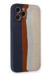 Mey İthalat®  iPhone 12 Pro Max Kılıf Ebruli Lansman Silikon - Lacivert-Krem