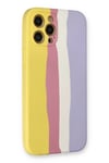 Mey İthalat®  iPhone 12 Pro Max Kılıf Ebruli Lansman Silikon - Sarı-Mavi