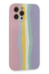 Mey İthalat®  iPhone 12 Pro Max Kılıf Ebruli Lansman Silikon - Pembe-Lila