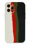 Mey İthalat®  iPhone 12 Pro Max Kılıf Ebruli Lansman Silikon - Beyaz-Siyah