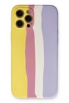 Mey İthalat®  iPhone 12 Pro Max Kılıf Ebruli Lansman Silikon - Sarı-Mavi