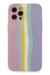 Mey İthalat®  iPhone 12 Pro Max Kılıf Ebruli Lansman Silikon - Pembe-Lila