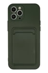 Mey İthalat®  iPhone 12 Pro Max Kılıf Kelvin Kartvizitli Silikon - Koyu Yeşil