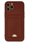 Mey İthalat®  iPhone 12 Pro Max Kılıf Kelvin Kartvizitli Silikon - Bordo