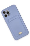 Mey İthalat®  iPhone 12 Pro Max Kılıf Kelvin Kartvizitli Silikon - Lila