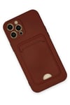 Mey İthalat®  iPhone 12 Pro Max Kılıf Kelvin Kartvizitli Silikon - Bordo