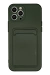 Mey İthalat®  iPhone 12 Pro Max Kılıf Kelvin Kartvizitli Silikon - Koyu Yeşil