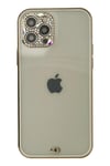 Mey İthalat®  iPhone 12 Pro Max Kılıf Liva Taşlı Silikon - Beyaz