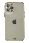 Mey İthalat®  iPhone 12 Pro Max Kılıf Liva Taşlı Silikon - Beyaz