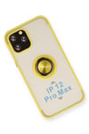 Mey İthalat®  iPhone 12 Pro Max Kılıf Montreal Yüzüklü Silikon Kapak - Sarı