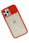 Mey İthalat®  iPhone 12 Pro Max Kılıf Palm Buzlu Kamera Sürgülü Silikon - Kırmızı