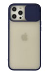 Mey İthalat®  iPhone 12 Pro Max Kılıf Palm Buzlu Kamera Sürgülü Silikon - Lacivert