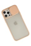 Mey İthalat®  iPhone 12 Pro Max Kılıf Palm Buzlu Kamera Sürgülü Silikon - Pembe
