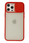 Mey İthalat®  iPhone 12 Pro Max Kılıf Palm Buzlu Kamera Sürgülü Silikon - Kırmızı
