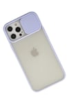 Mey İthalat®  iPhone 12 Pro Max Kılıf Palm Buzlu Kamera Sürgülü Silikon - Lila