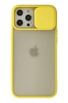 Mey İthalat®  iPhone 12 Pro Max Kılıf Palm Buzlu Kamera Sürgülü Silikon - Sarı