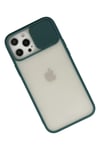 Mey İthalat®  iPhone 12 Pro Max Kılıf Palm Buzlu Kamera Sürgülü Silikon - Yeşil