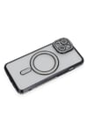 Mey İthalat®  iPhone 13 Kılıf Joke Simli Magneticsafe Kılıf - Siyah