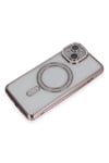 Mey İthalat®  iPhone 13 Kılıf Joke Simli Magneticsafe Kılıf - Pembe
