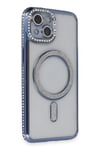 Mey İthalat®  iPhone 13 Kılıf Joke Simli Magneticsafe Kılıf - Mavi