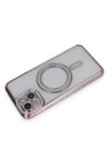 Mey İthalat®  iPhone 13 Kılıf Joke Simli Magneticsafe Kılıf - Pembe