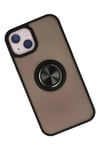 Mey İthalat®  iPhone 13 Kılıf Montreal Yüzüklü Silikon Kapak - Siyah