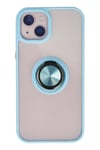 Mey İthalat®  iPhone 13 Kılıf Montreal Yüzüklü Silikon Kapak - Buz Mavi